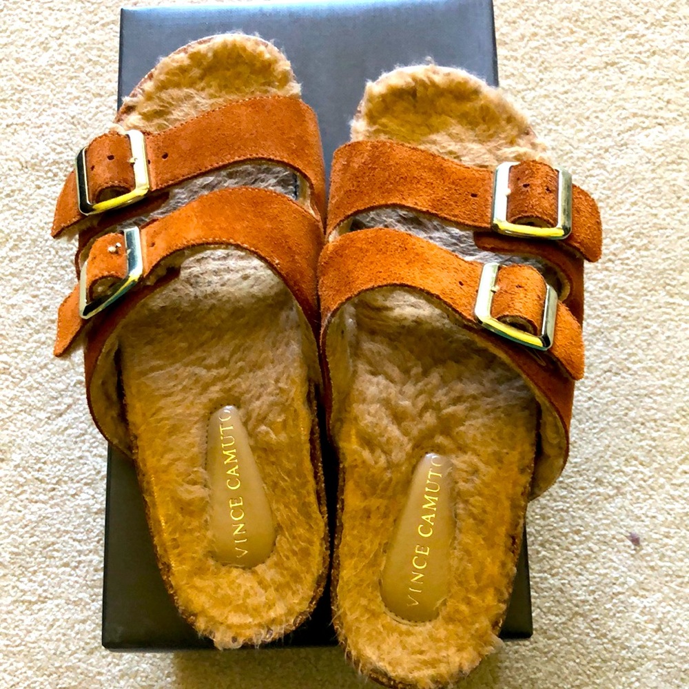 Vince Camuto Mannissa Slide Sandal in Cognac